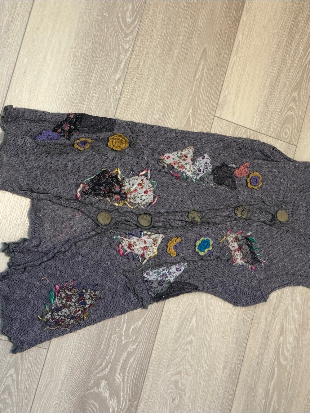 Vintage Mechant Mixed Textile Open Weave Sweater Vest/Tunic or Dress (M) - Picture 2 of 6